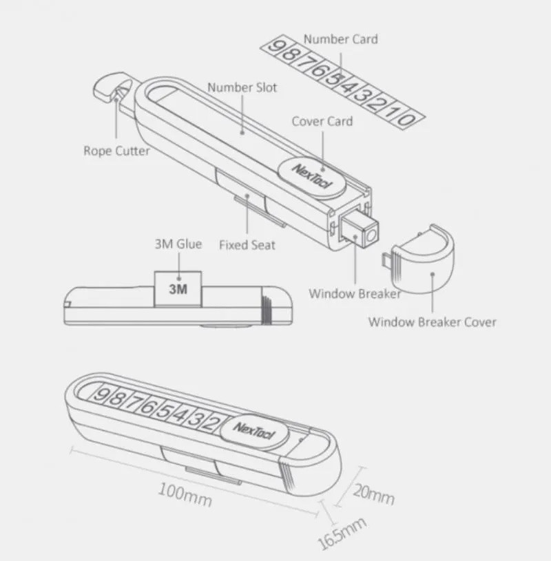 Парковочная карта многофункциональная Xiaomi NexTool Multifunctional Parking Plate NE20140 